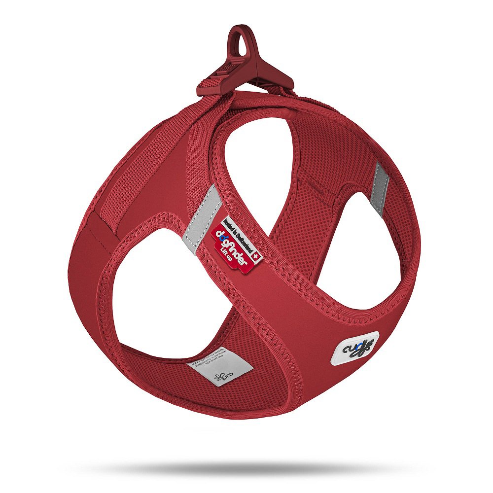 Curli Postroj pro psy se sponou Softshell Red M