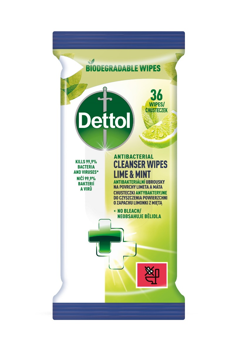 Dettol Antibakteriální ubrousky na povrchy 36 ks limetka a máta Dettol