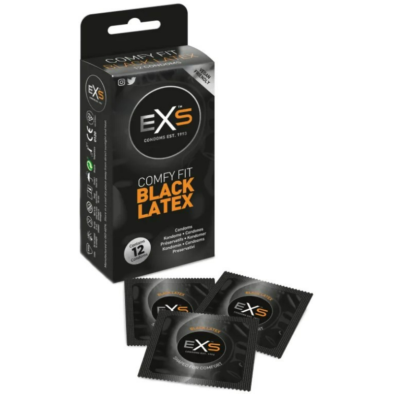 EXS Blatex – černé kondomy 12 ks EXS