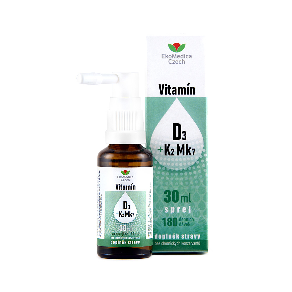 Ekomedica Vitamín D3+K2 Mk7 sprej 30 ml Ekomedica