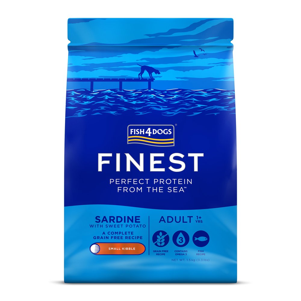 Fish4Dogs Granule malé pro dospělé psy Finest sardinka se sladkými bramborami 1