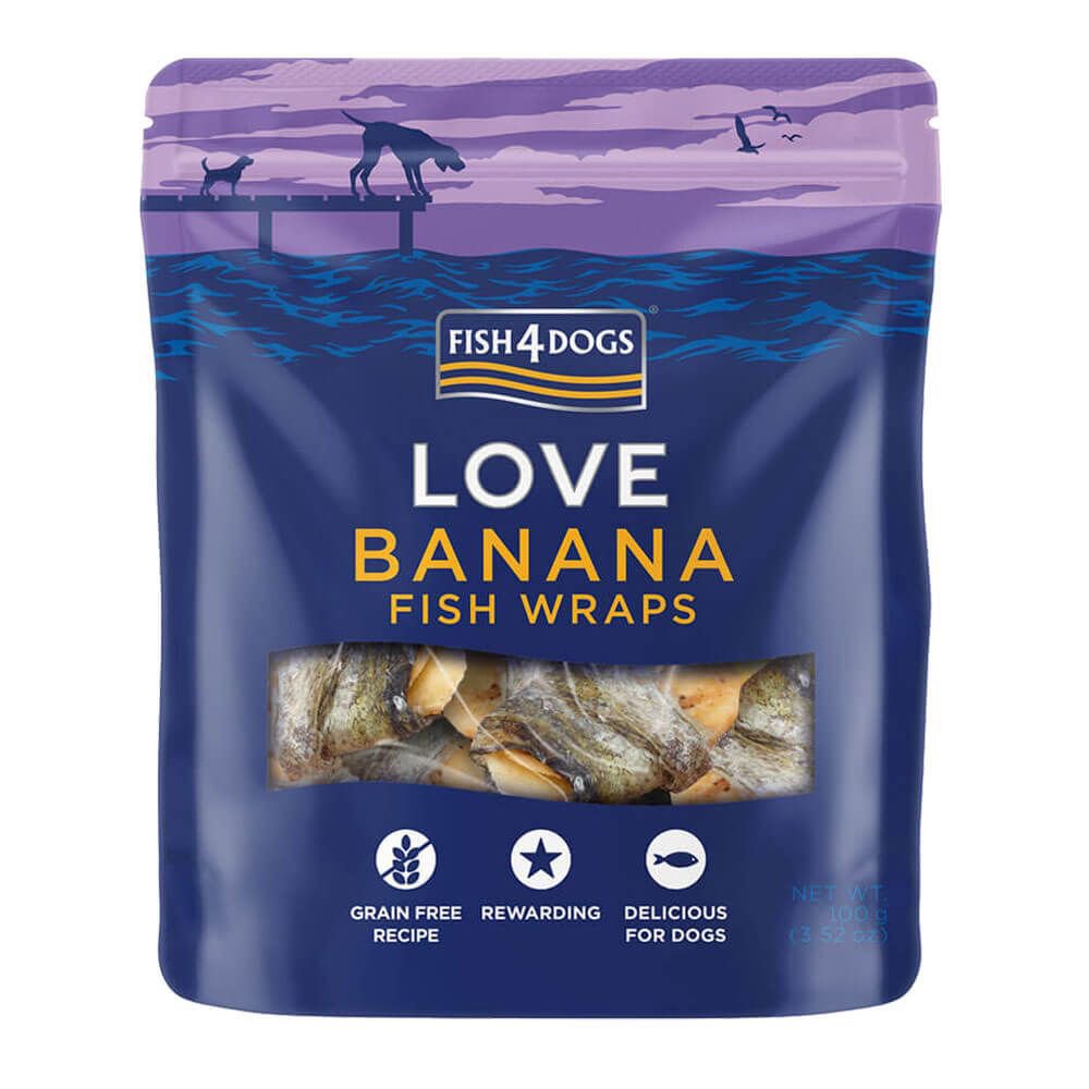 Fish4Dogs Pamlsky pro psy LOVE rybí závitky s banánem 100 g Fish4Dogs