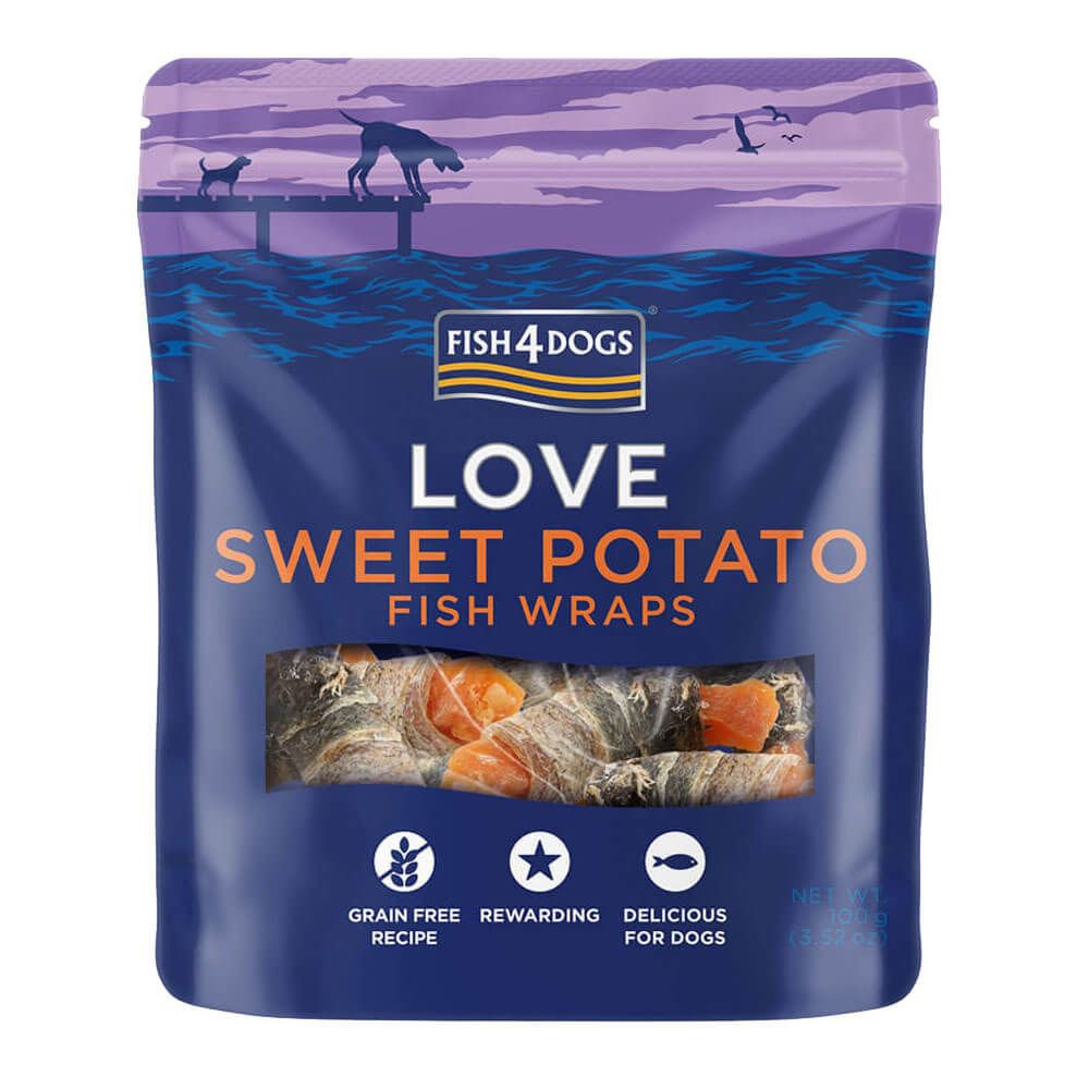 Fish4Dogs Pamlsky pro psy LOVE rybí závitky s batáty 100 g Fish4Dogs