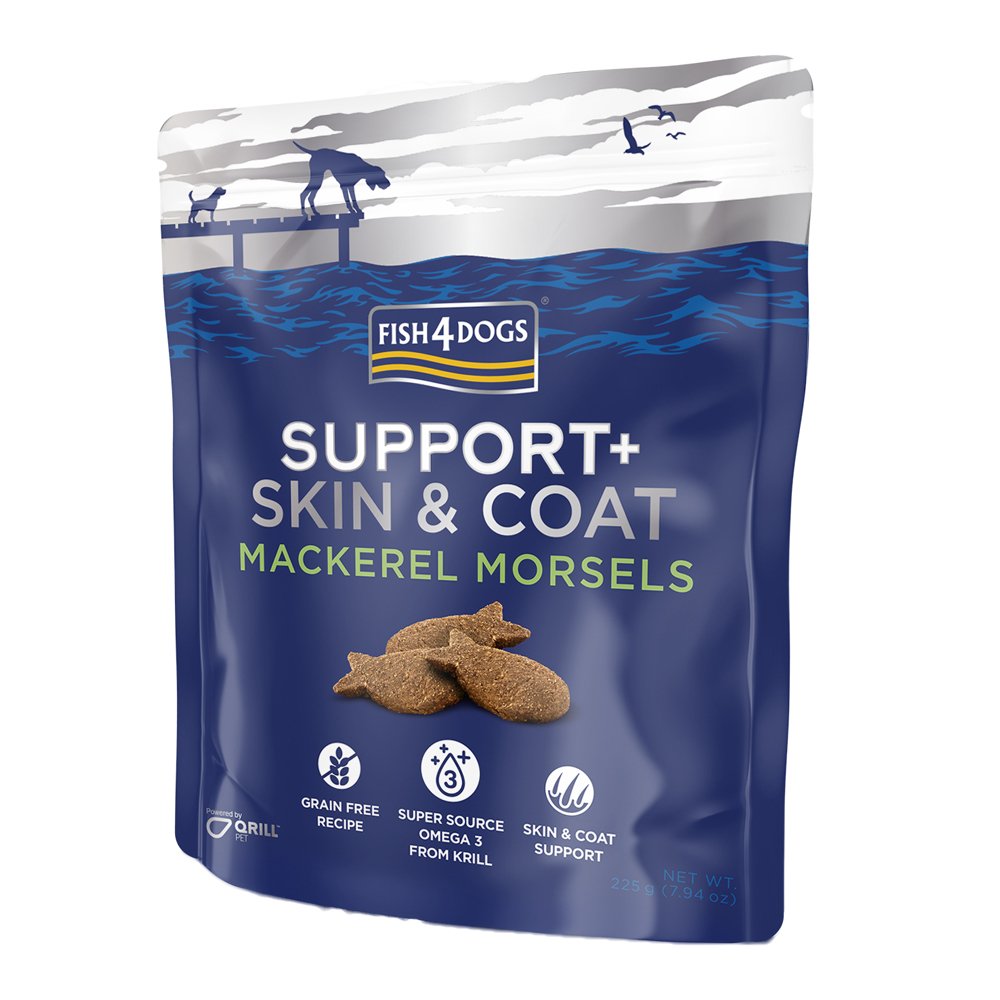 Fish4Dogs Pamlsky pro psy SUPPORT+ srst a kůže makrela 225 g Fish4Dogs