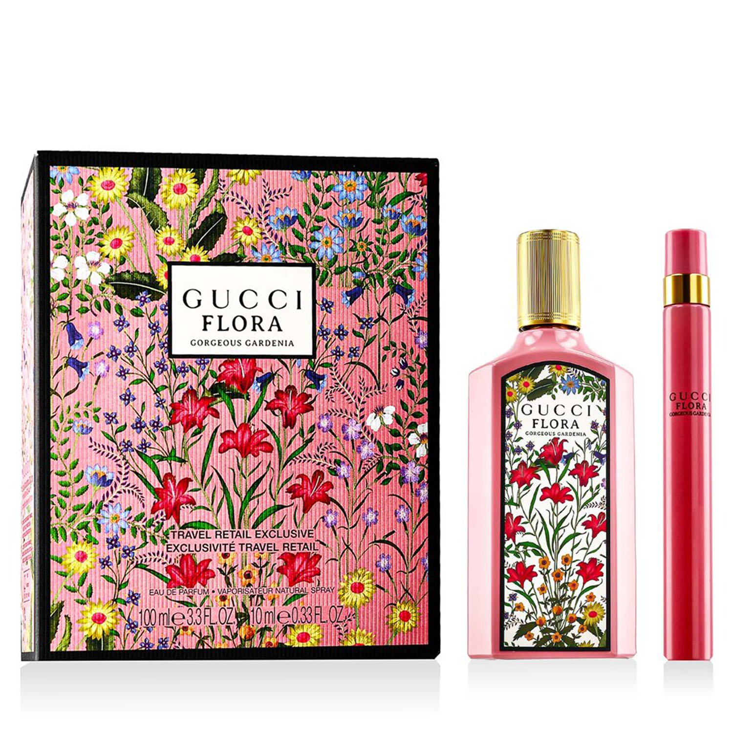 Gucci Flora Gorgeous Gardenia EDP 100 ml + EDP MINI 10 ml W (Travel Exclusive Set) Gucci