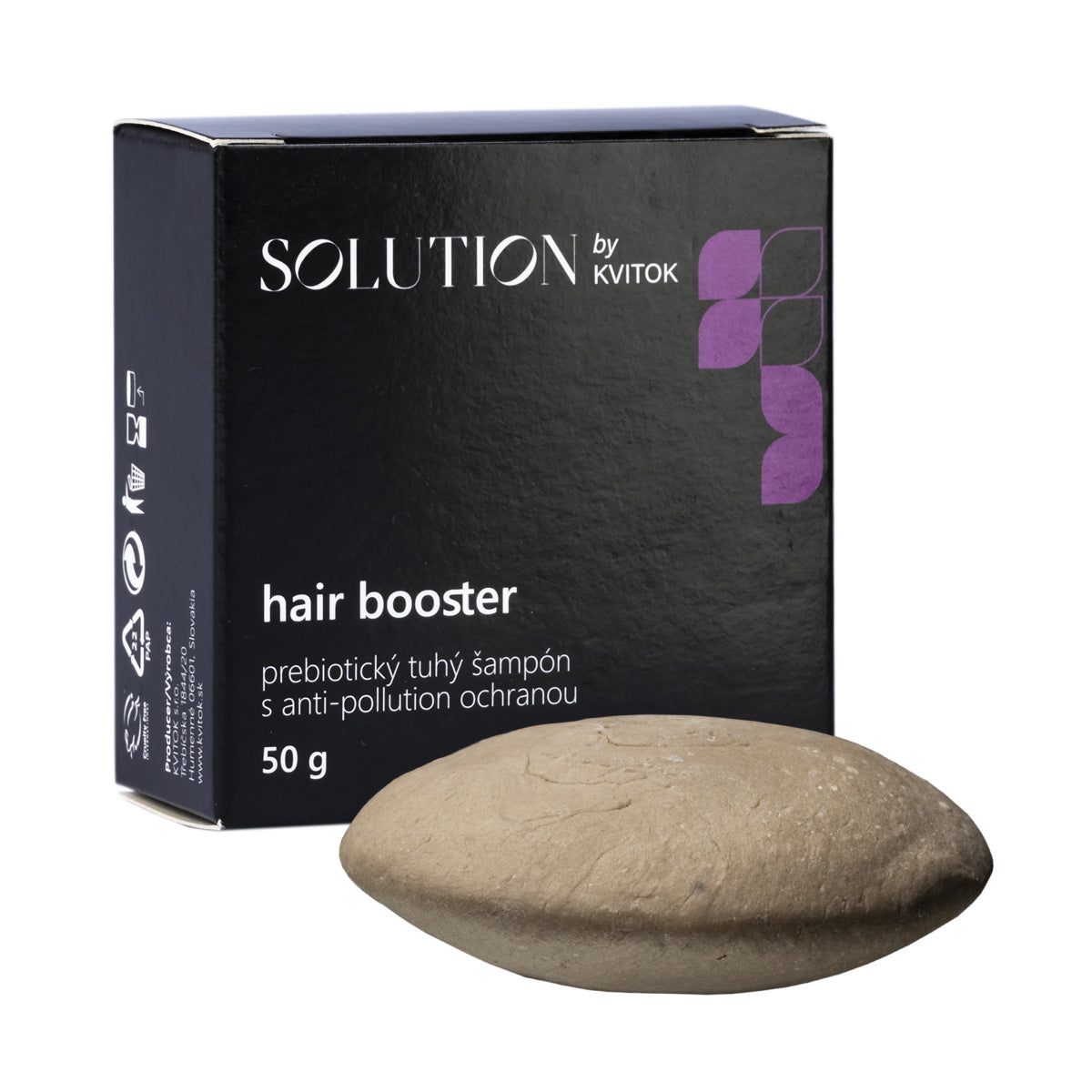 Kvitok Solution Prebiotický tuhý šampon s anti-pollution ochranou Hair Booster (50 g) Kvitok