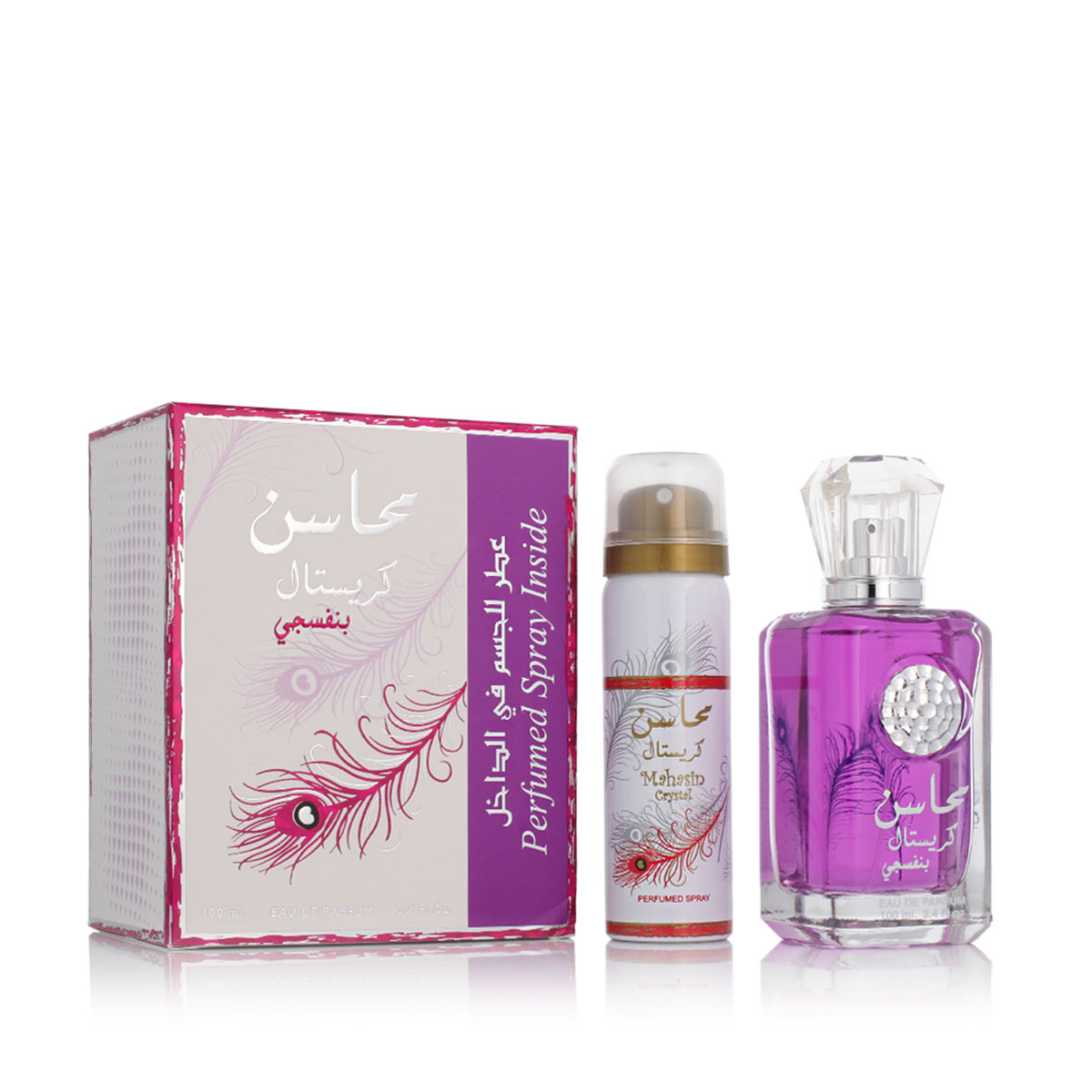 Lattafa Mahasin Crystal Violet EDP 100 ml + DEO ve spreji 75 ml W Lattafa