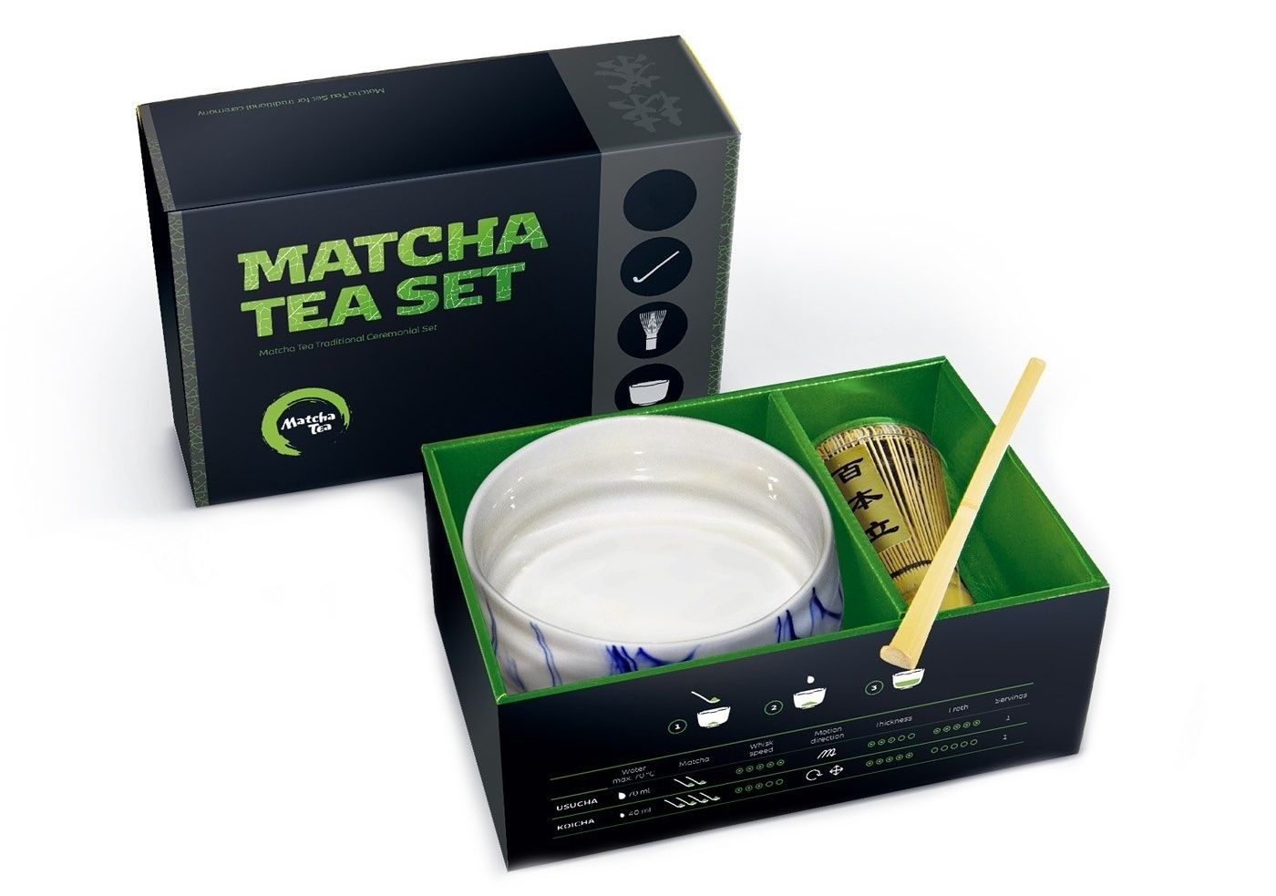 Matcha Tea Hiroki set 3 ks Matcha Tea
