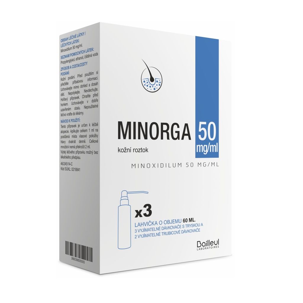 Minorga 50 mg/ml kožní roztok 3x60 ml Minorga