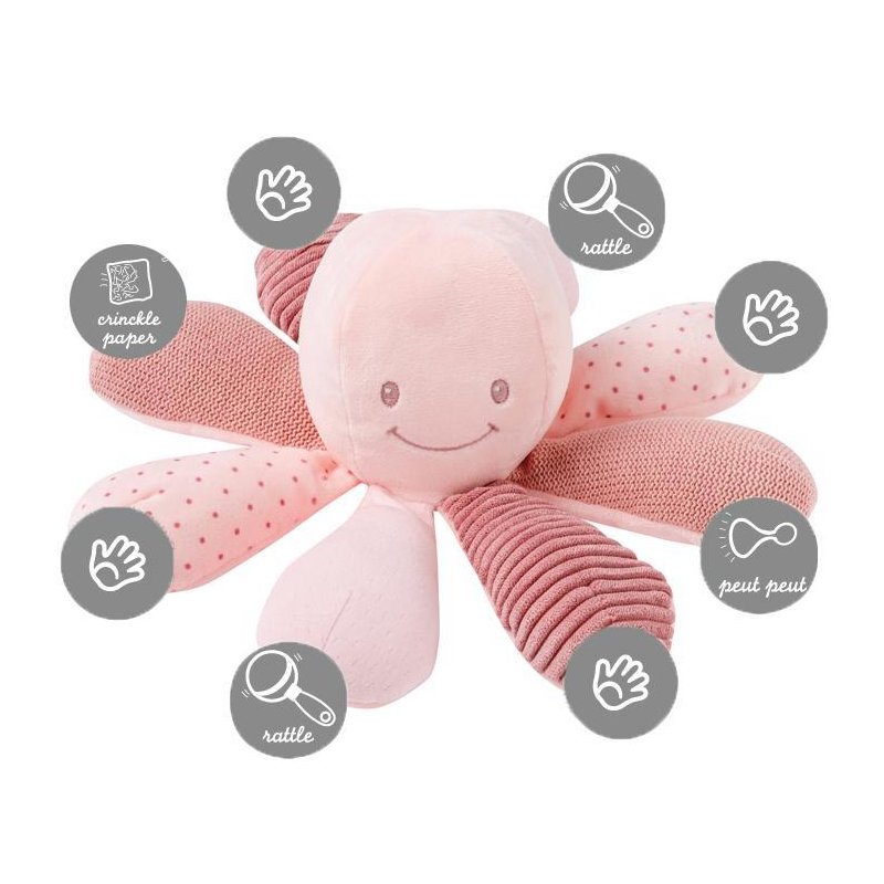 Nattou Hračka chobotnička edukační 8 aktivit Lapidou pink Nattou