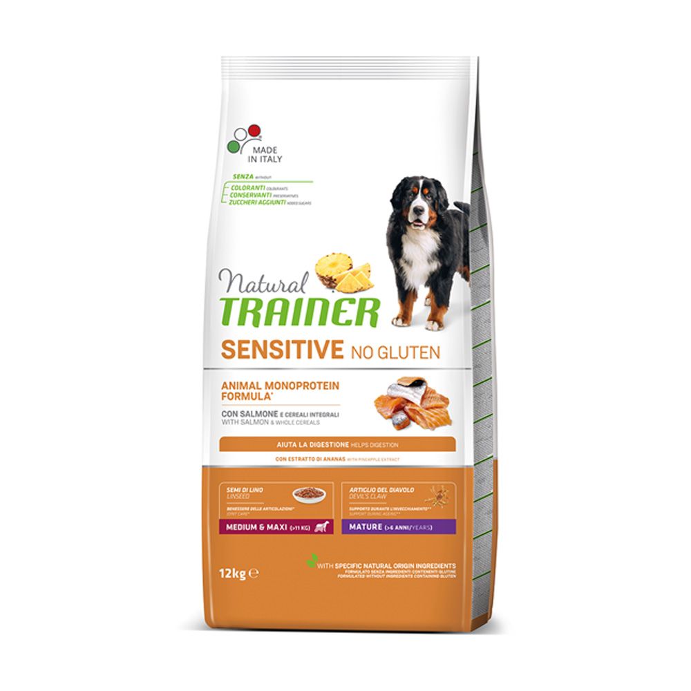 Natural Trainer No gluten maturity medium/maxi losos granule 12 kg Natural Trainer