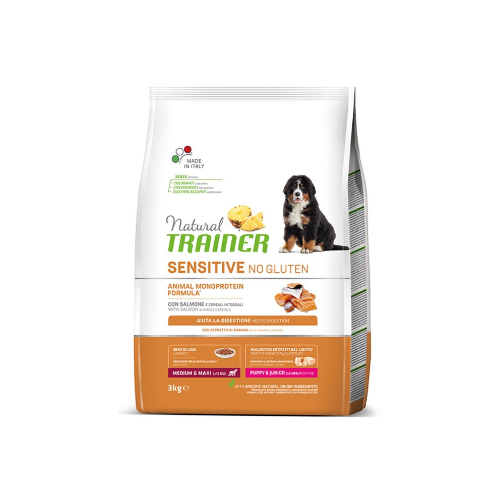 Natural Trainer No gluten medium/maxi losos granule 3 kg Natural Trainer