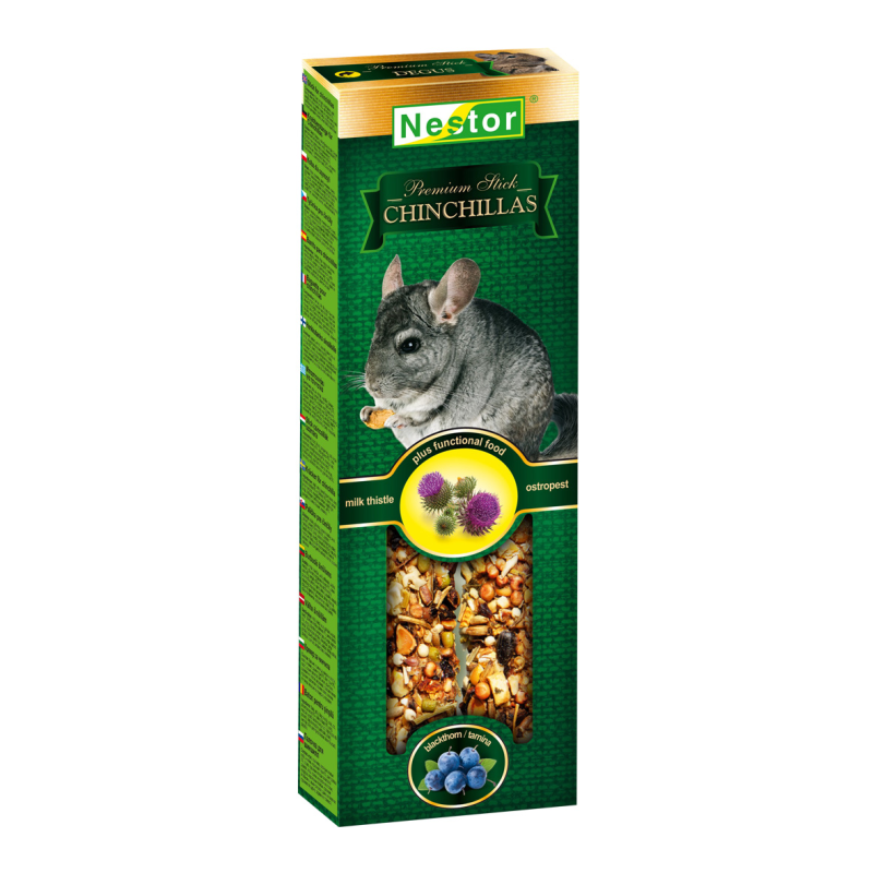Nestor PREMIUM STICKS tyčinky pro činčily 2ks pečené v chlebové peci 115g Nestor