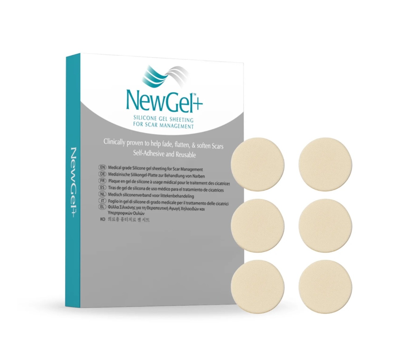 NewGel+ NG-180 Bodová kolečka silikonová náplast na jizvy 6 ks béžová NewGel+