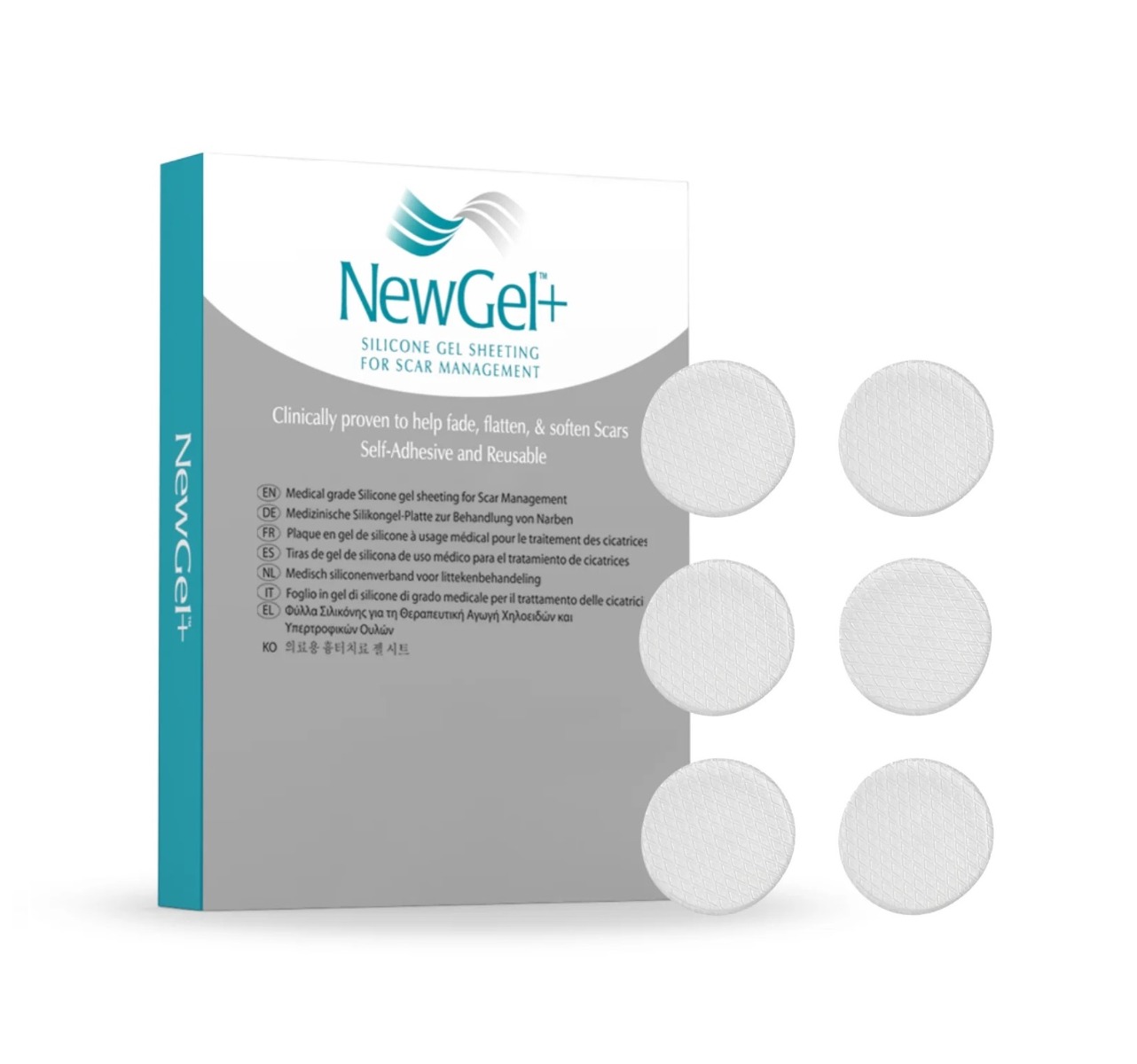 NewGel+ NG-380 Bodová kolečka silikonová náplast na jizvy 6 ks průhledná NewGel+
