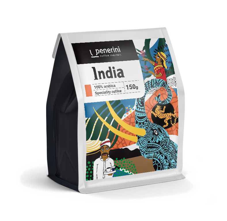 Penerini India 100% arabika zrnková káva 150 g Penerini
