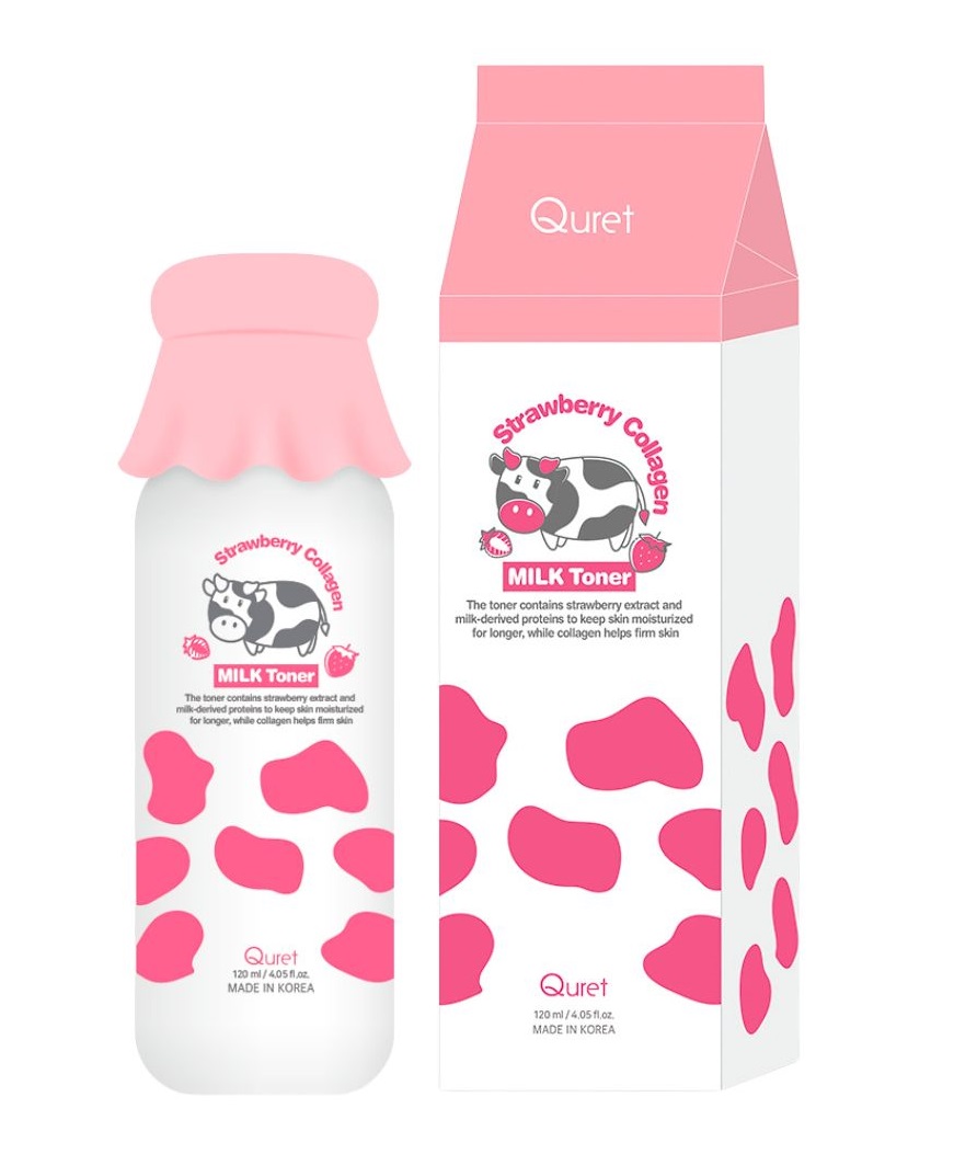 Quret Jahodový kolagenový mléčný toner 120 ml Quret