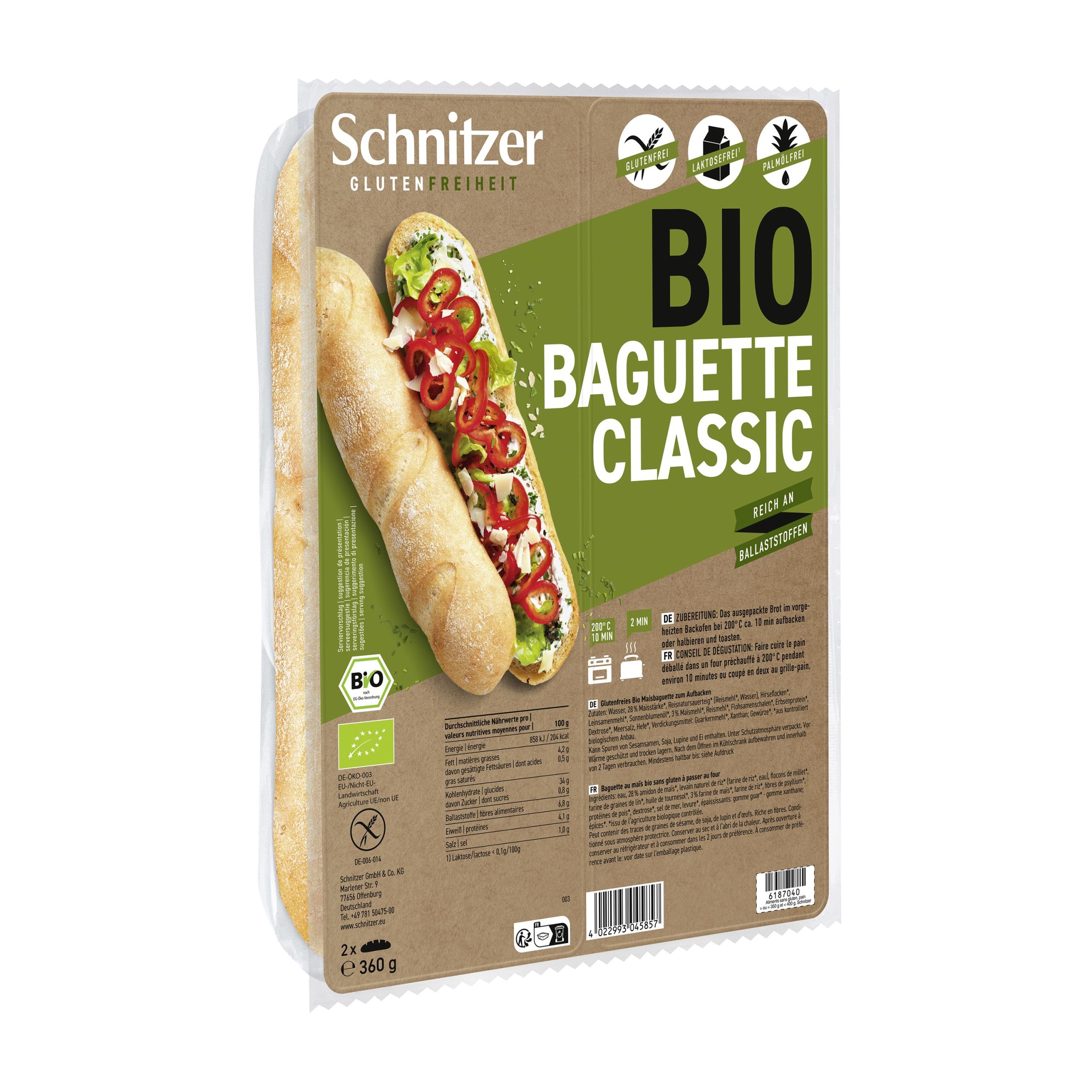 Schnitzer Bagety klasik bezlepkové BIO 360 g Schnitzer