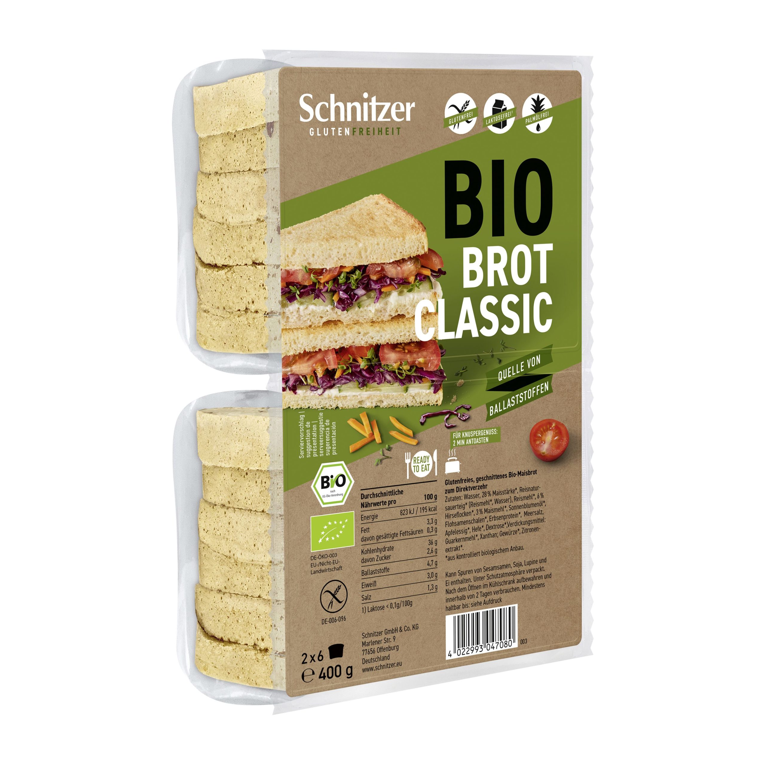 Schnitzer Chléb toustový klasik bezlepkový BIO 400 g Schnitzer