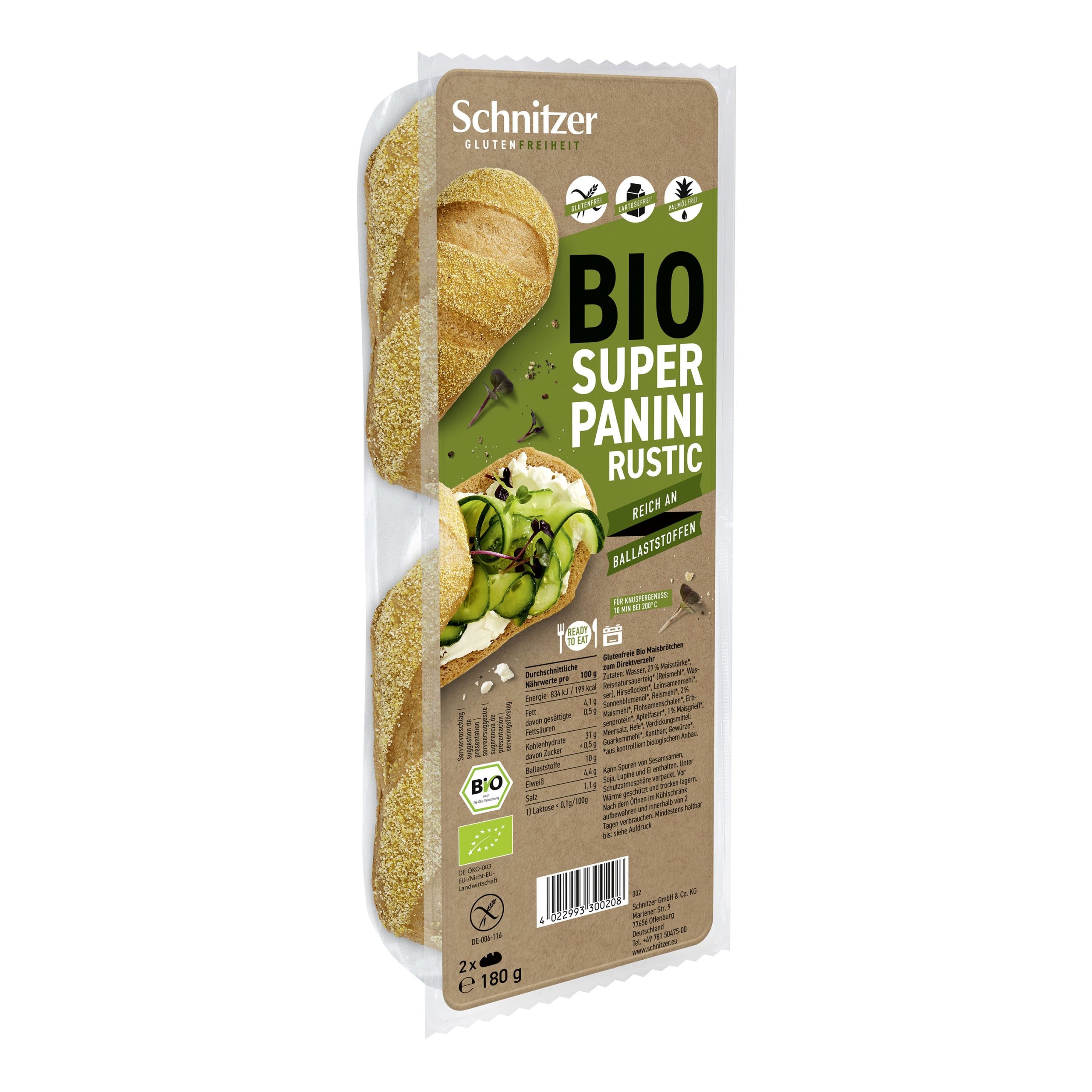 Schnitzer Panini rustikální bezlepkové BIO 180 g Schnitzer