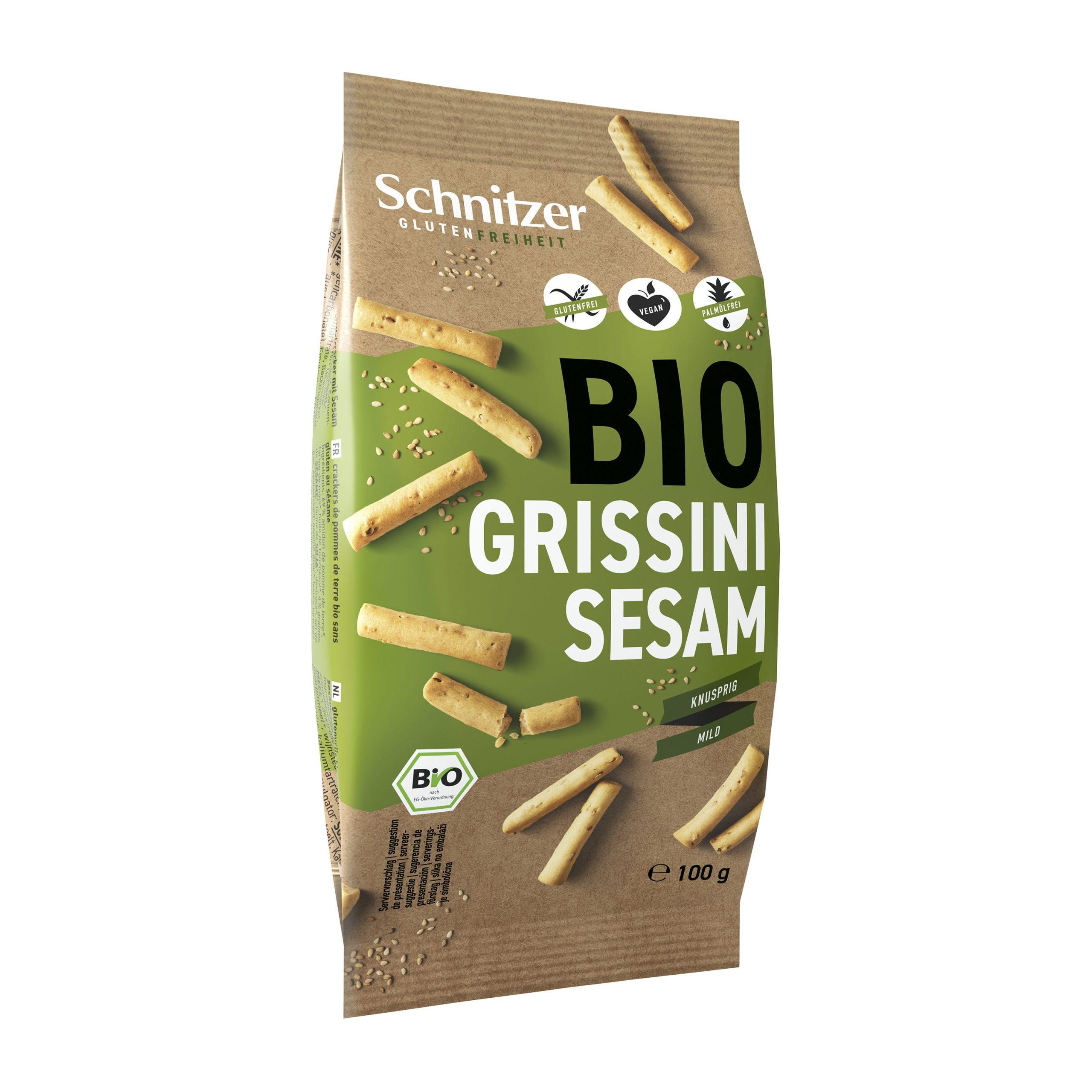 Schnitzer Tyčinky grissini se sezamem bezlepkové BIO 100 g Schnitzer