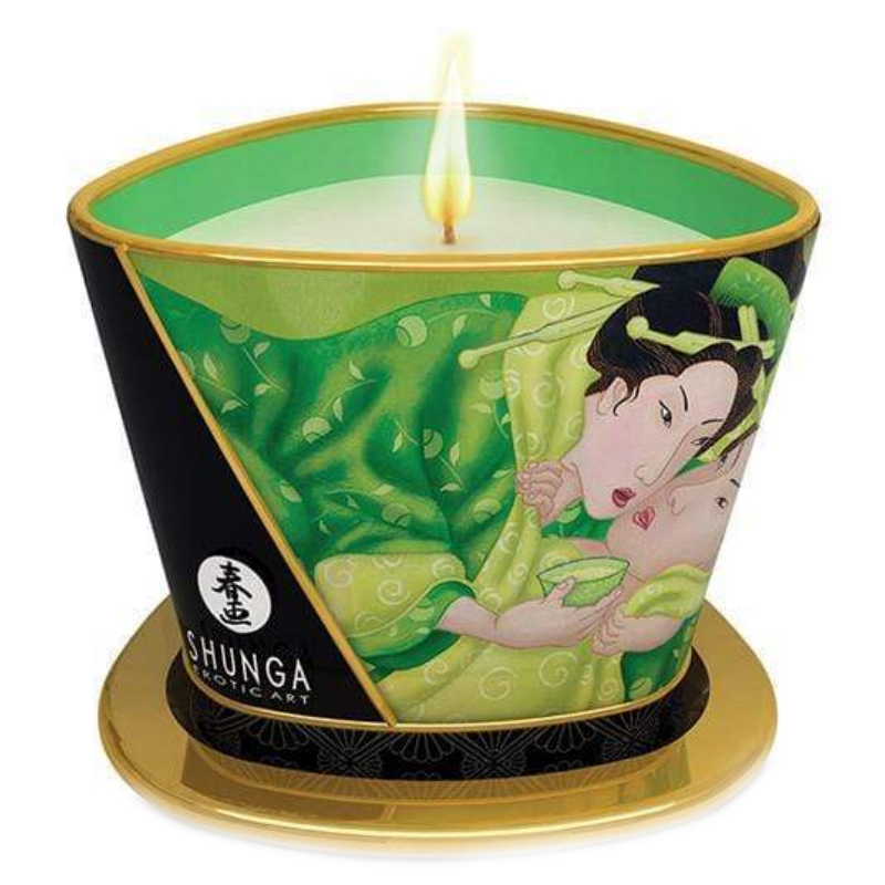 Shunga Libido stimulující masážní svíčka Relaxing Green Tea Shunga