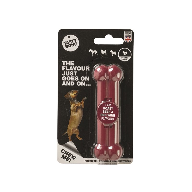 Tasty Bone Kostička nylonová pro extra malé psy - Hovězí maso & červené víno Tasty Bone