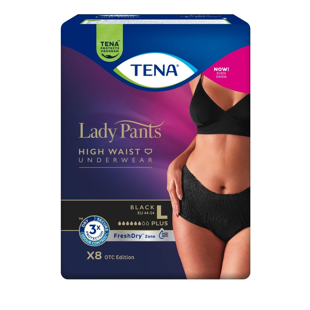 Tena Lady Pants Plus Black Large inkontinenční kalhotky 8 ks Tena
