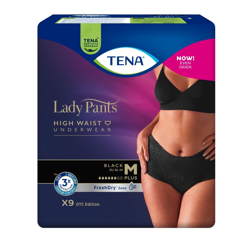 Tena Lady Pants Plus Black Medium inkontinenční kalhotky 9 ks Tena