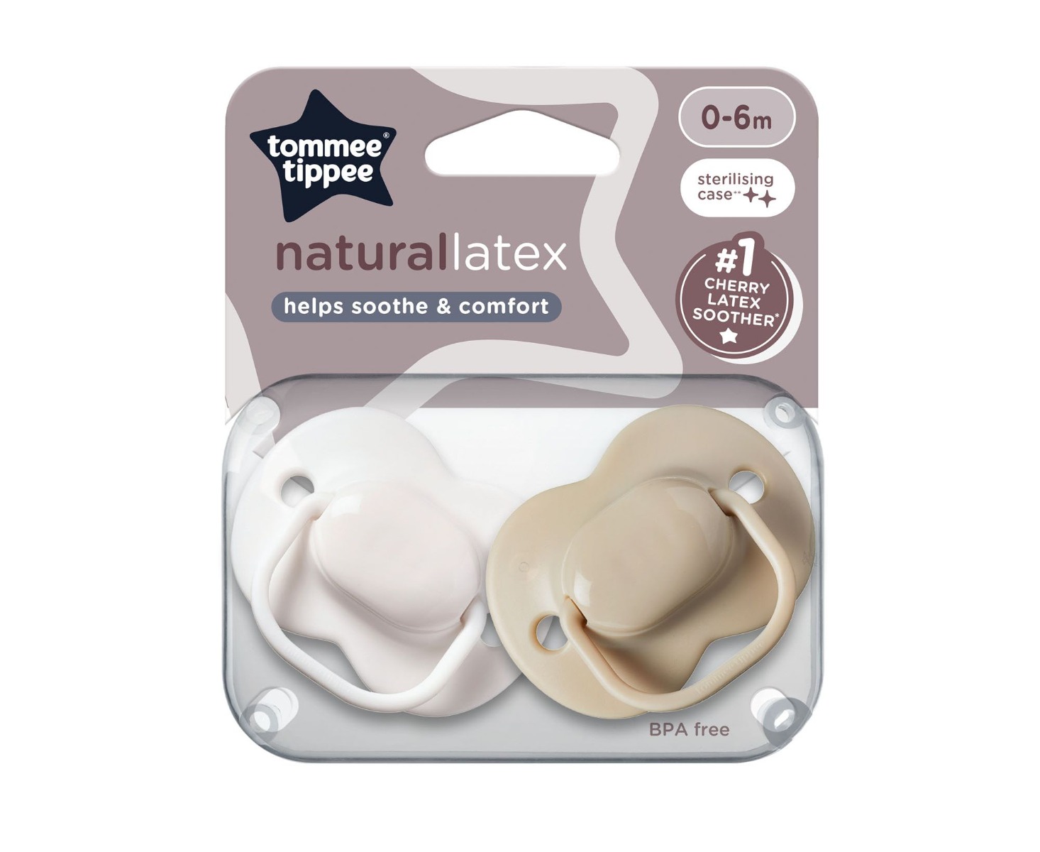 Tommee Tippee Dudlík Cherry latex 0-6m 2 ks bílá-hnědá Tommee Tippee