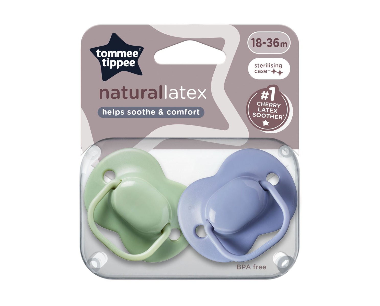 Tommee Tippee Dudlík Cherry latex 18-36m 2 ks modrá-zelená Tommee Tippee