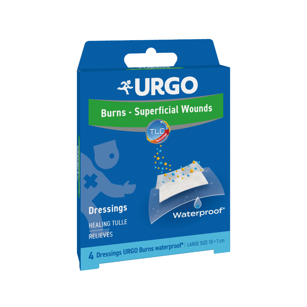 Urgo Burns Voděodolné lipokoloidní náplasti na popáleniny 10 x 7 cm 4 ks Urgo