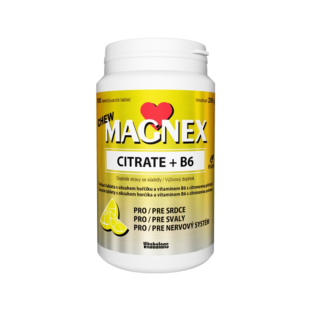 Vitabalans Magnex citrate 375 mg + B6 100 žvýkacích tablet Vitabalans