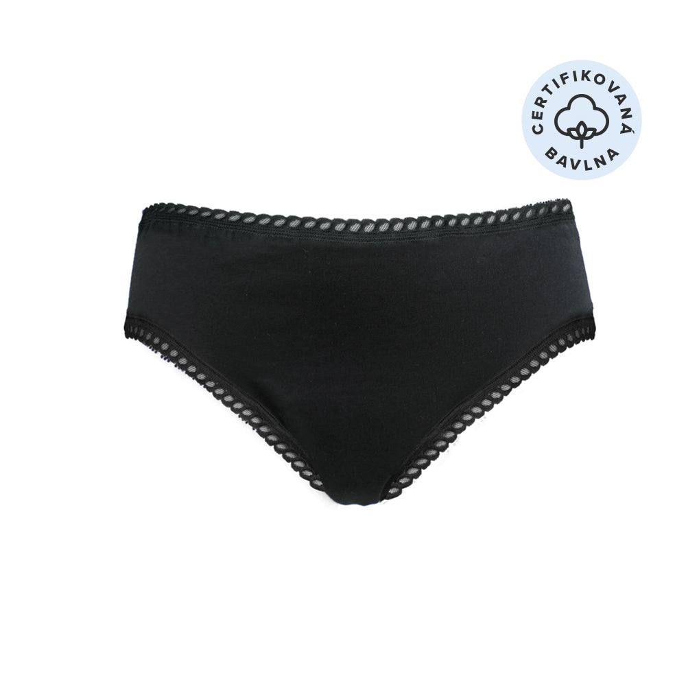 ecodis Menstruační kalhotky Panty na slabou menstruaci - černé Ecodis