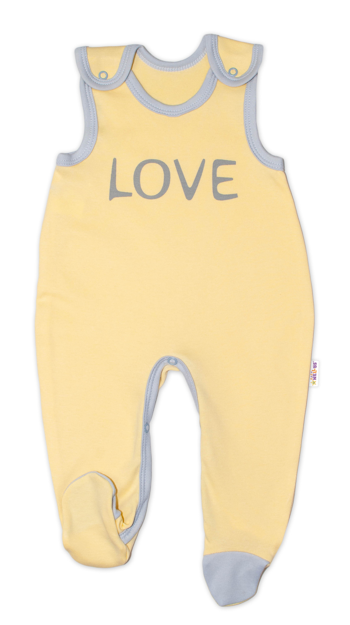 Baby Nellys Kojenecké bavlněné dupačky  Love - žluté vel.  56 Baby Nellys