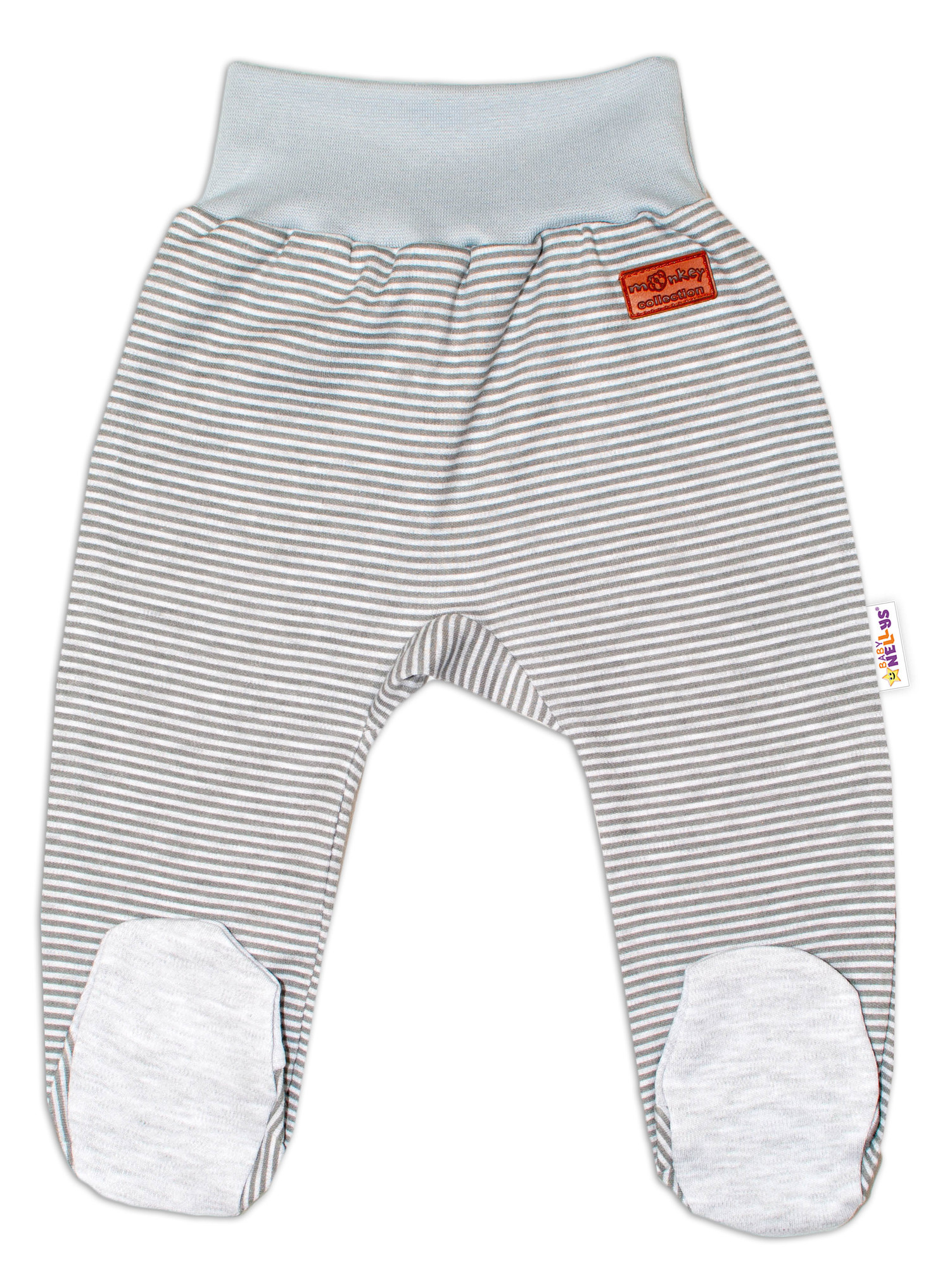 Baby Nellys Kojenecké polodupačky Monkey - proužky/sv. šedý melírek vel.  74 Baby Nellys