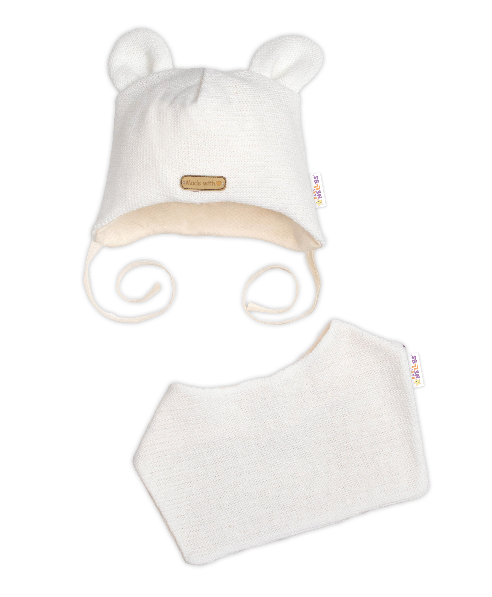 Baby Nellys Pletená čepice s šátkem 2v1