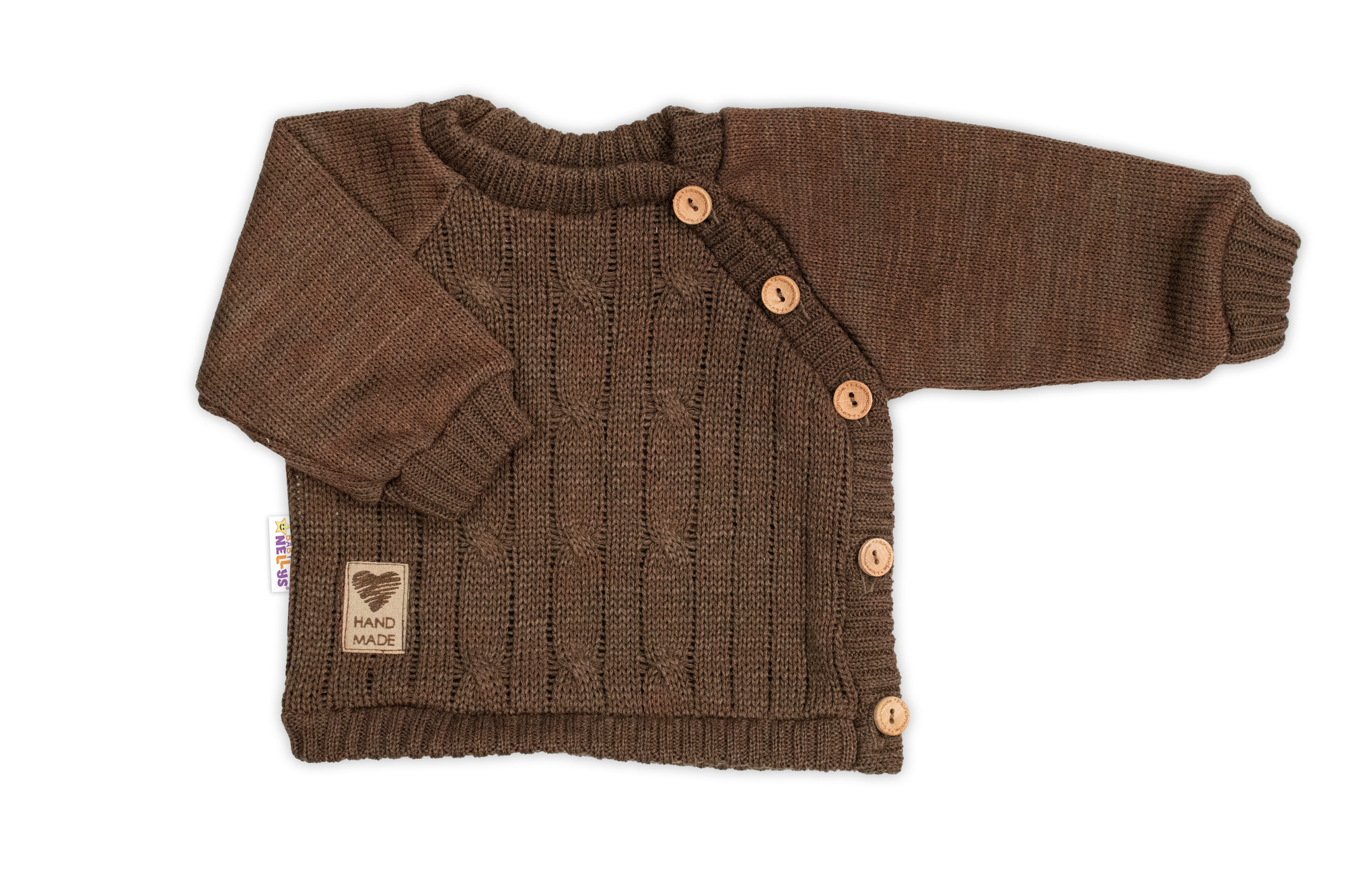 Baby Nellys Rostoucí pletený svetřík a kalhoty s kapsou Hand Made 2D