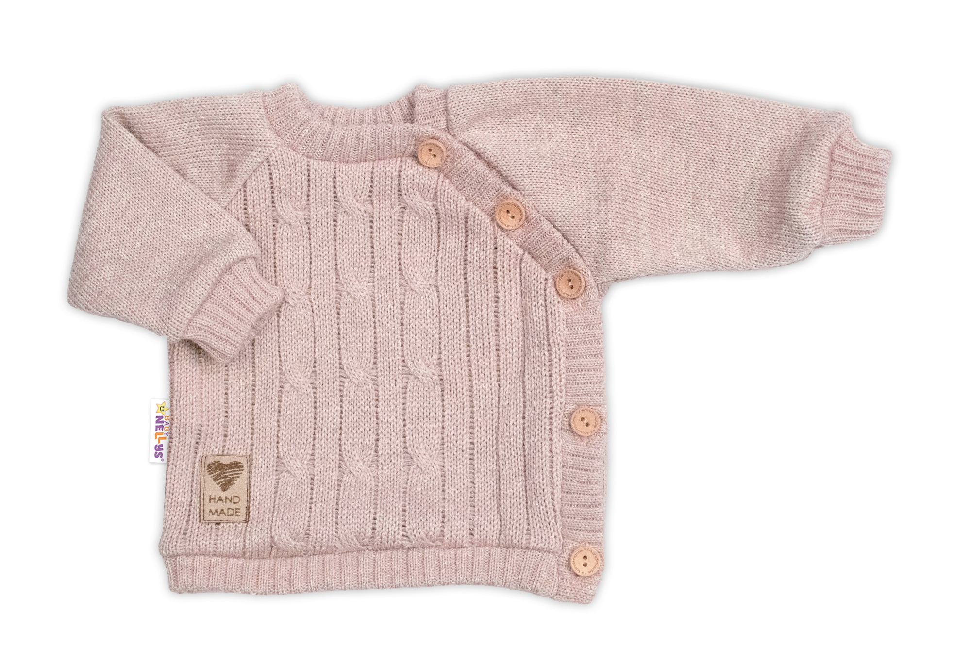 Baby Nellys Rostoucí pletený svetřík a kalhoty s kapsou Hand Made 2D