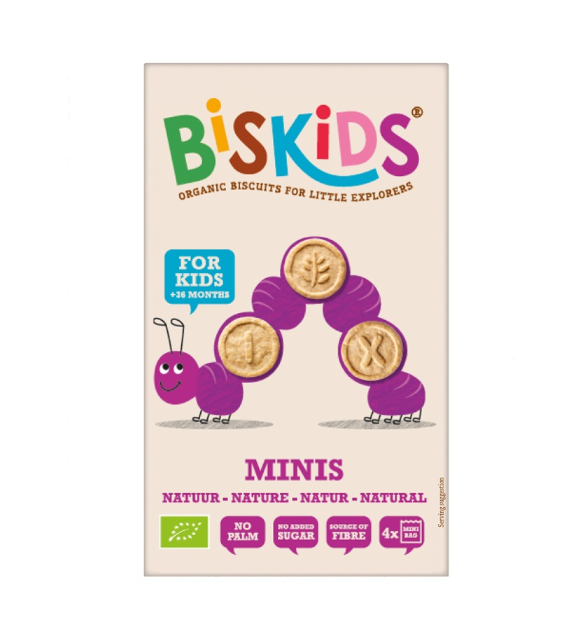 Biskids BIO dětské celozrnné mini sušenky Natural 120 g Biskids