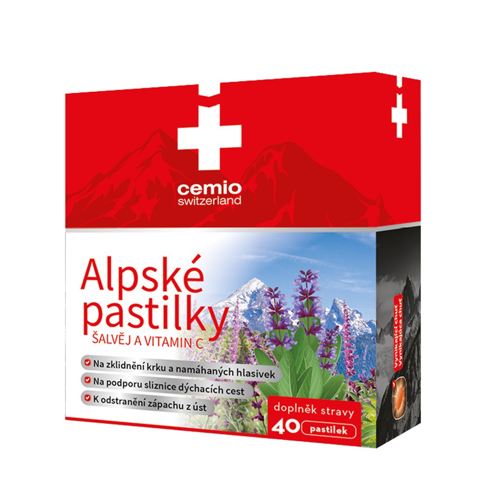 Cemio Alpské pastilky šalvěj a vitamin C 40 pastilek Cemio