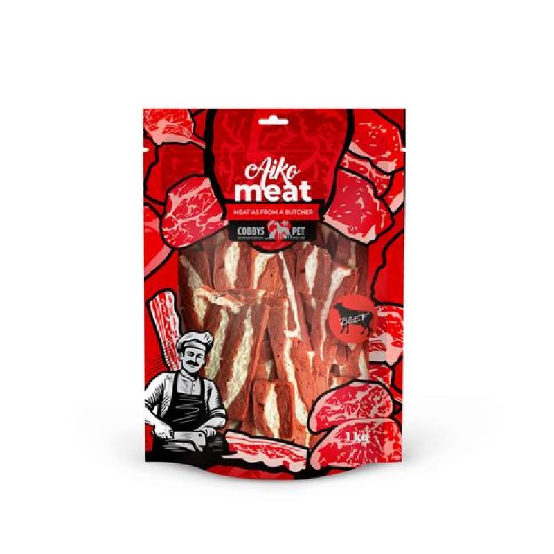 Cobbyspet AIKO Meat sušené hovězí maso s buvolí kůží a s hovězím filé 1kg Cobbys Pet