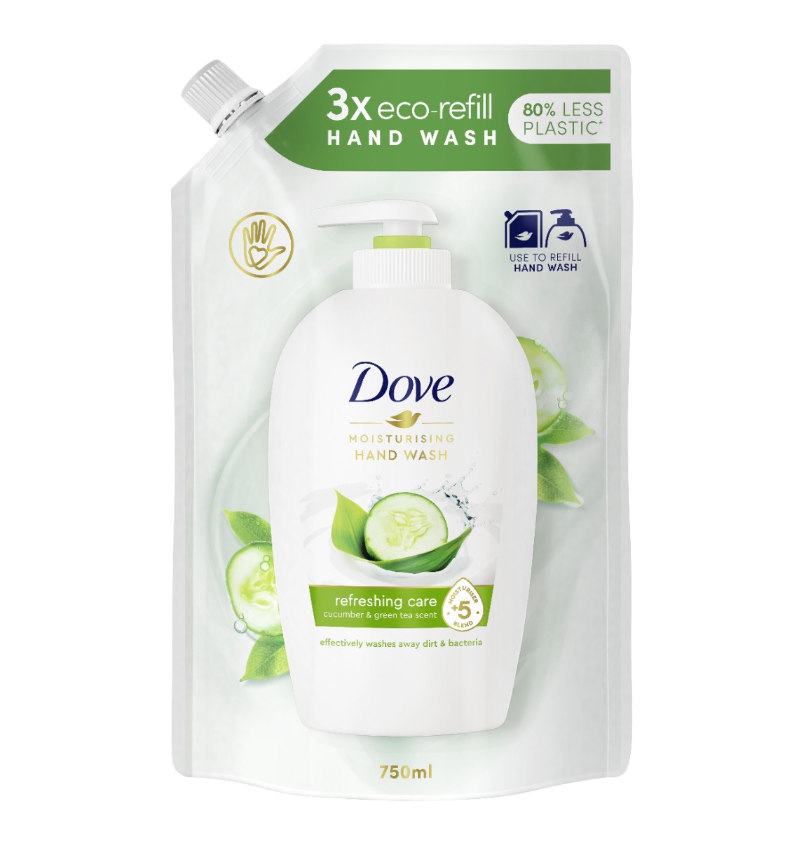 Dove Refreshing Okurka tekuté mýdlo náplň 750 ml Dove