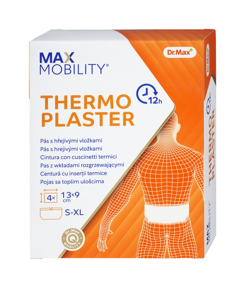 Dr. Max Thermoplaster Pás s hřejivými vložkami 4 vložky 13 x 9 cm Dr. Max