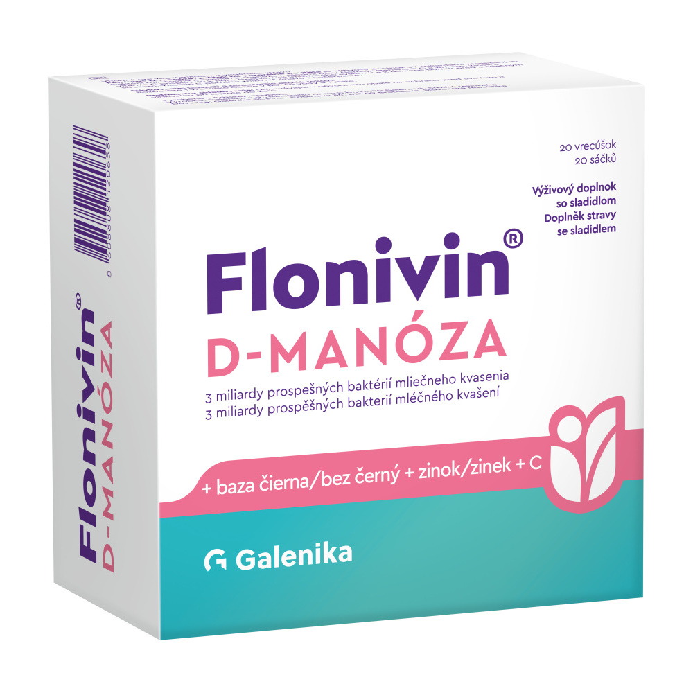 Flonivin D-MANÓZA + bez černý + zinek + vit. C 20 sáčků Flonivin