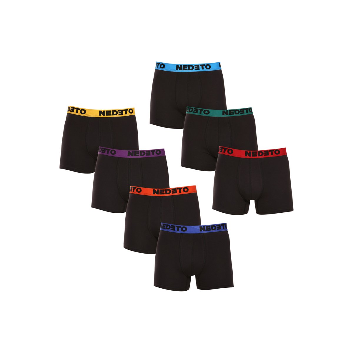 Nedeto 7PACK pánské boxerky černé (7NB002b) 3XL Nedeto