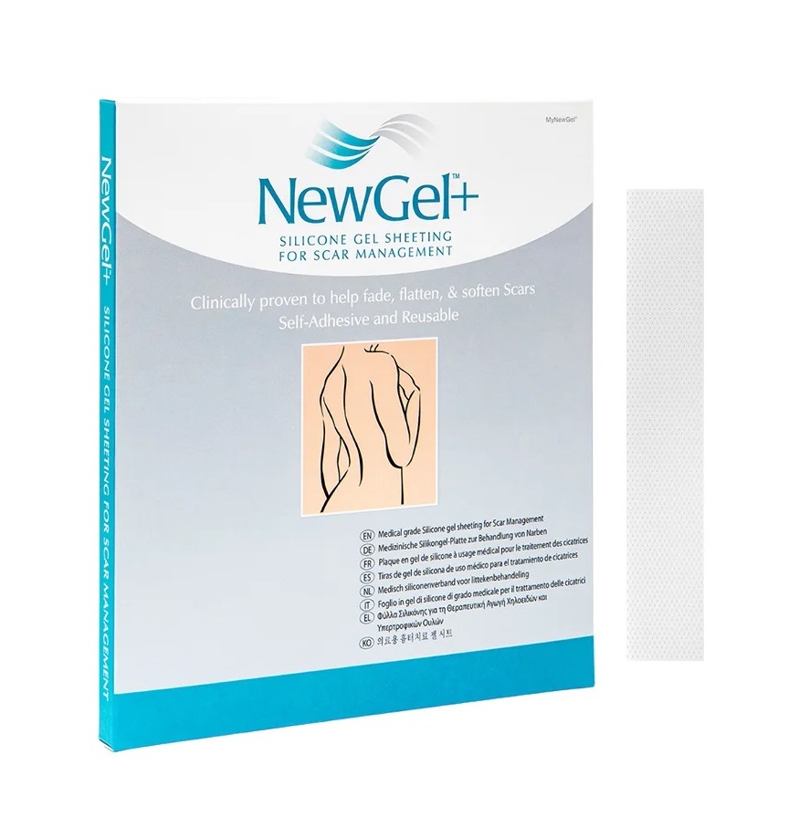 NewGel+ NG-301S Proužky silikonová náplast na jizvy 4 ks průhledná NewGel+