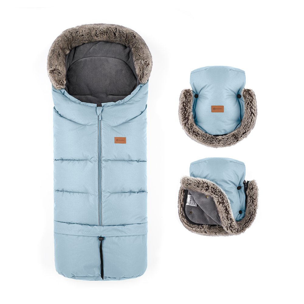 Petite&Mars Set zimní fusak Arctic 4v1 + rukavice na kočárek Furry Sky Whisper Petite&Mars