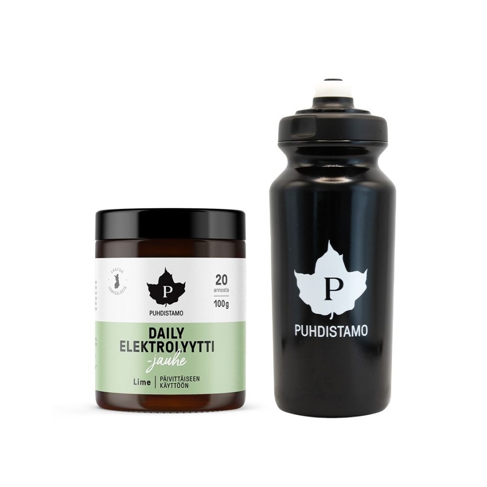 Puhdistamo Daily Electrolyte Powder limetka 100 g + láhev 500 ml ZDARMA Puhdistamo