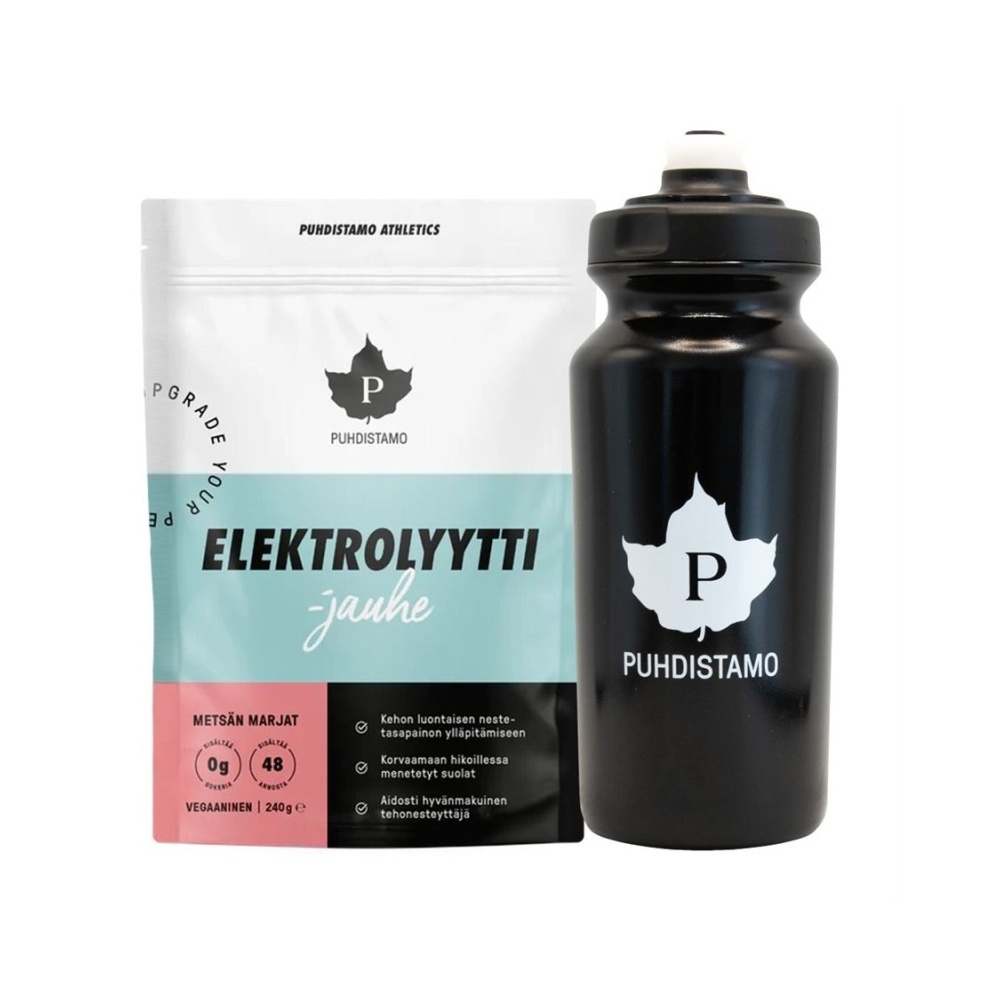 Puhdistamo Electrolyte Powder red berries 240 g + láhev 500 ml ZDARMA Puhdistamo